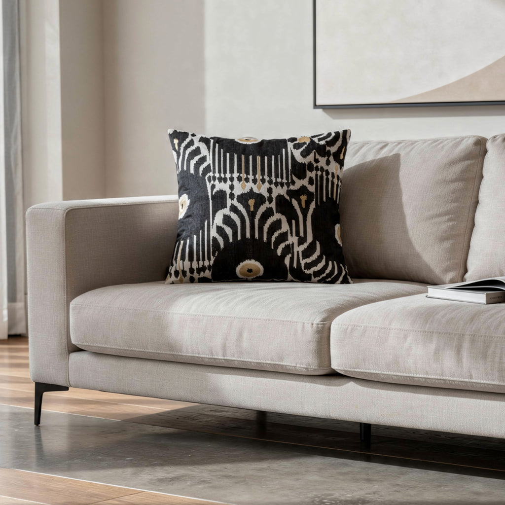 Kas Ivory Black Ikat Pillow