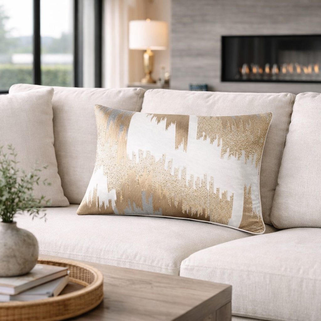 Kas Ivory Gold Lumbar Pillow