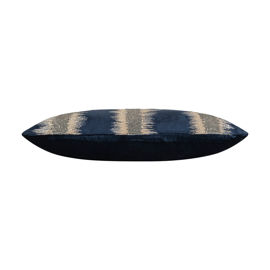Kas Navy Gold Stripe Pillow