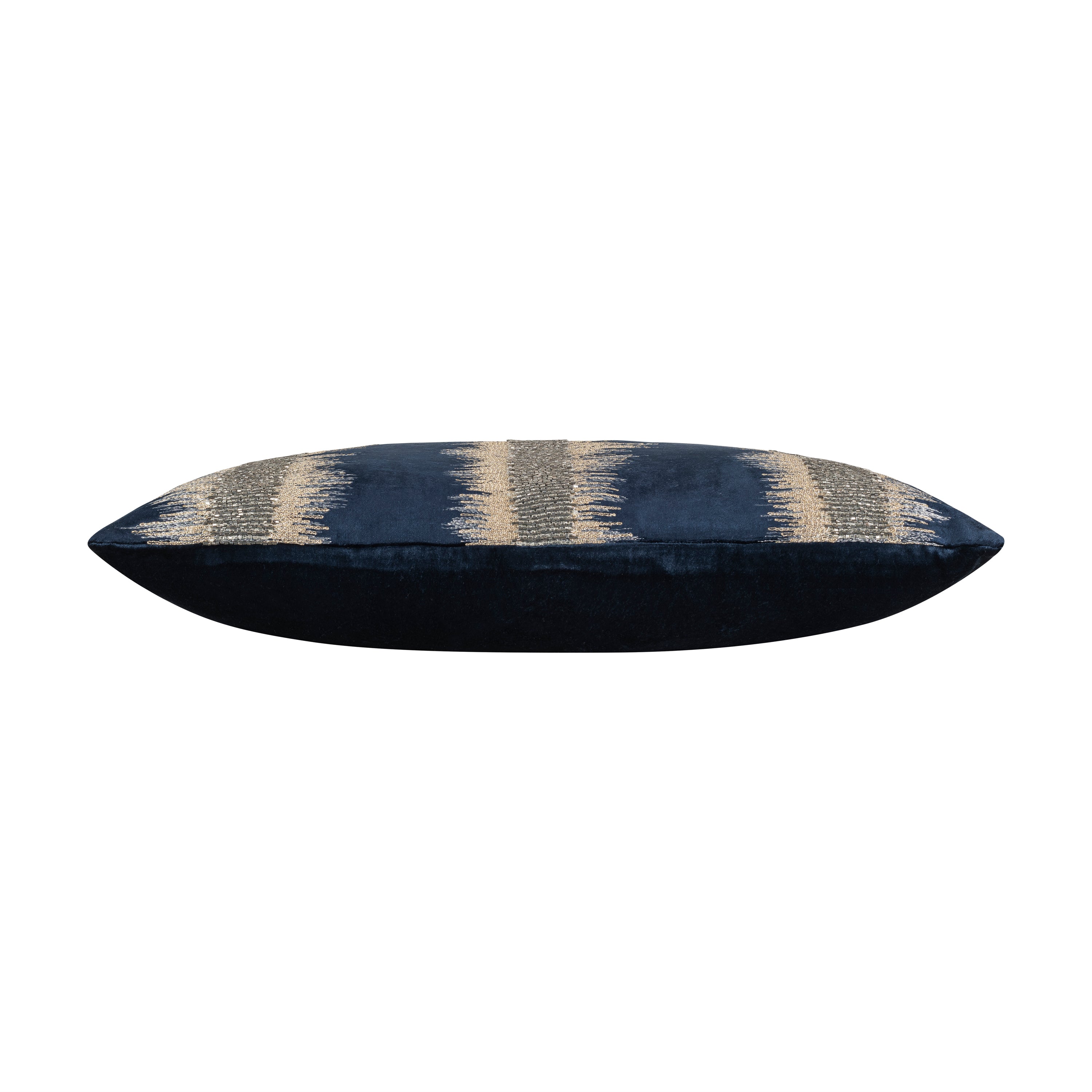 Kas Navy Gold Stripe Pillow