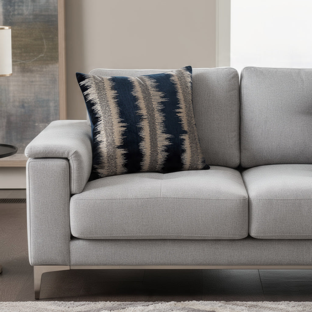 Kas Navy Gold Stripe Pillow