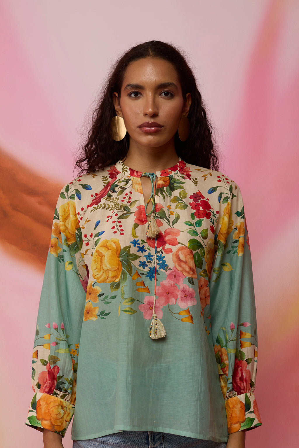 Teal Wildflower Tunic Top