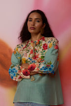 Teal Wildflower Tunic Top