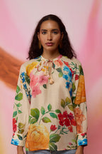 Beige Wildflower Tunic Top