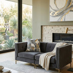 Lake Grey Gold Abstract Pillow