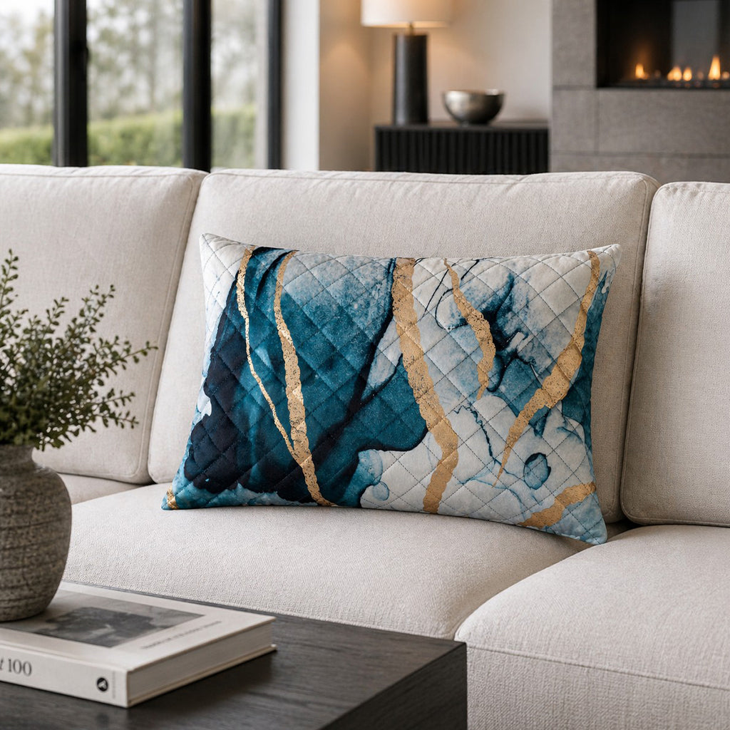 Lapis Quilted Multicolor Lumbar Pillow