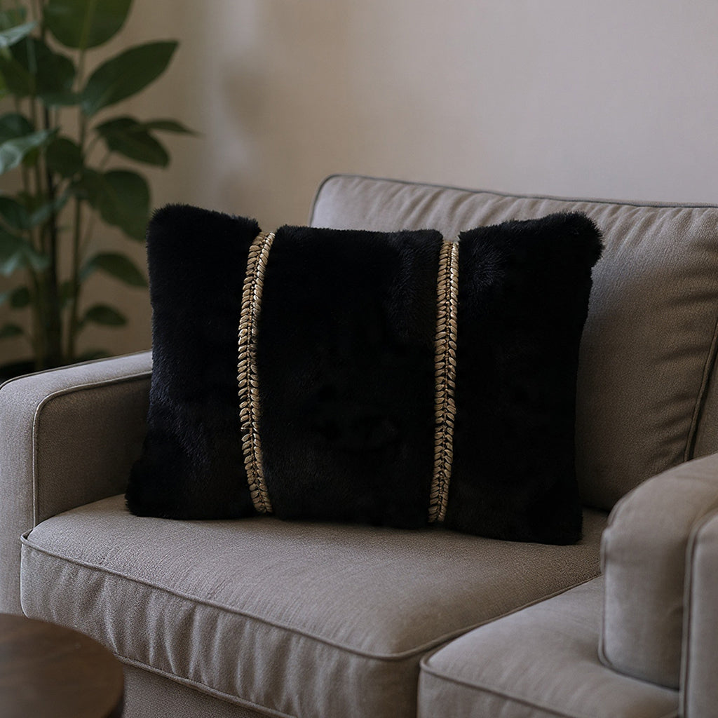 Lux Black Fur Pillow