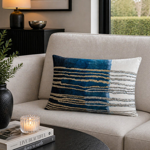 Maia Blue Embroidered Pillow