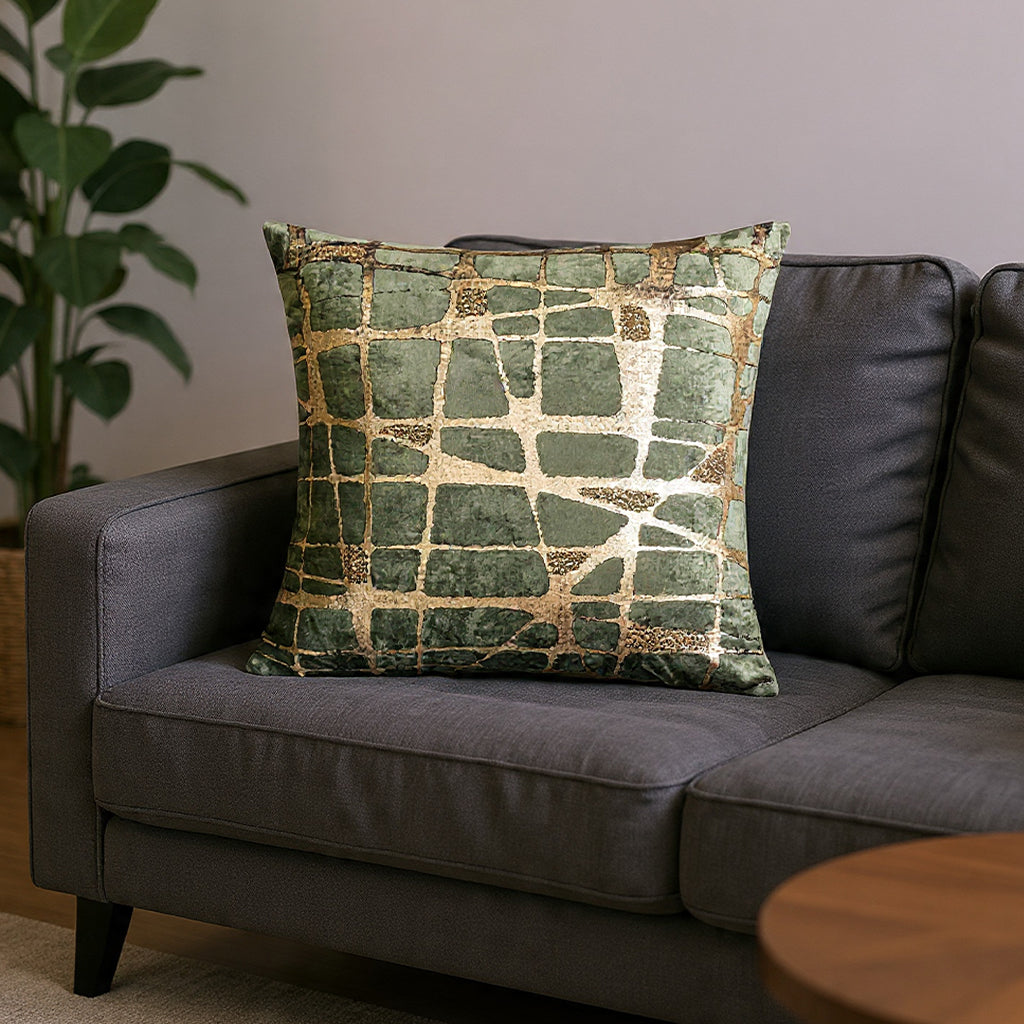 Mila Abstract Green Gold Pillow