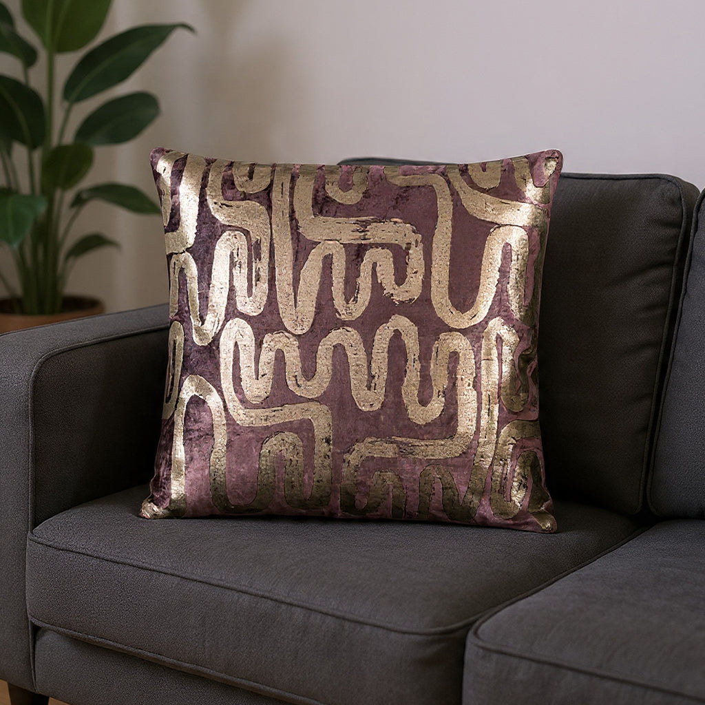Mila Circular Abstract Brown Gold Pillow