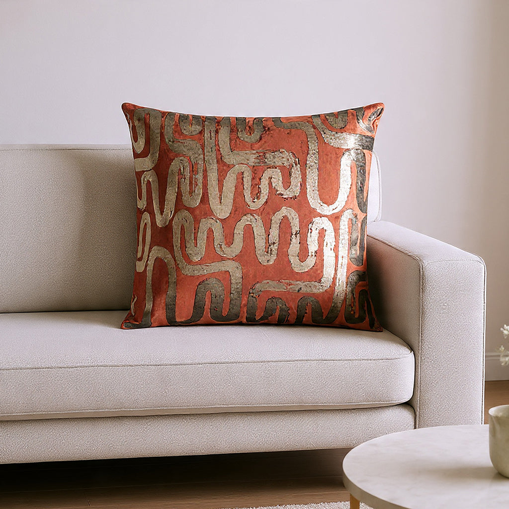 Mila Circular Abstract Rust Gold Pillow