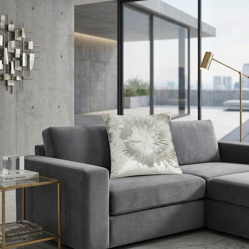 Mira Starburst Grey Velvet Pillow