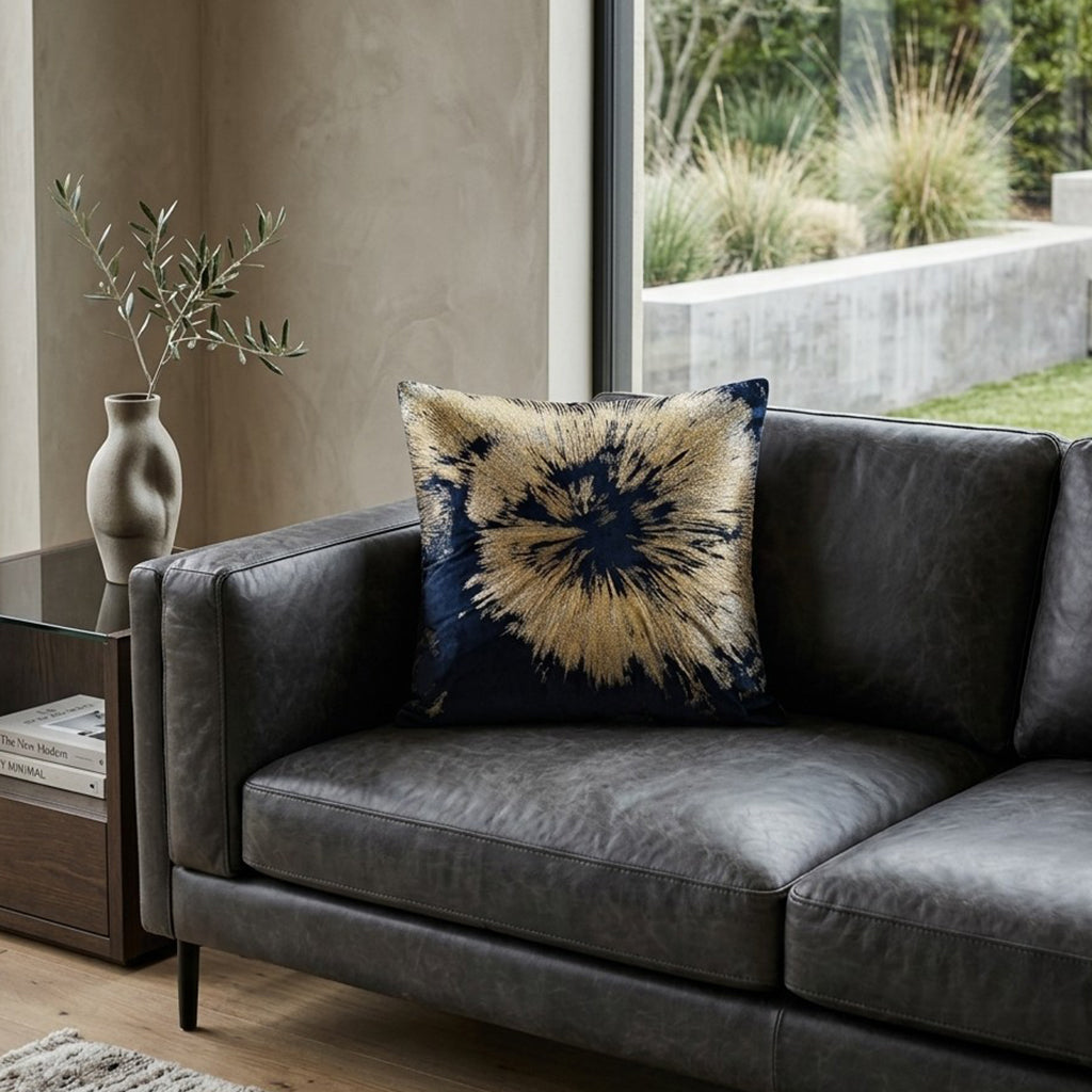 Mira Starburst Navy Velvet Pillow - MIRA02J-NY