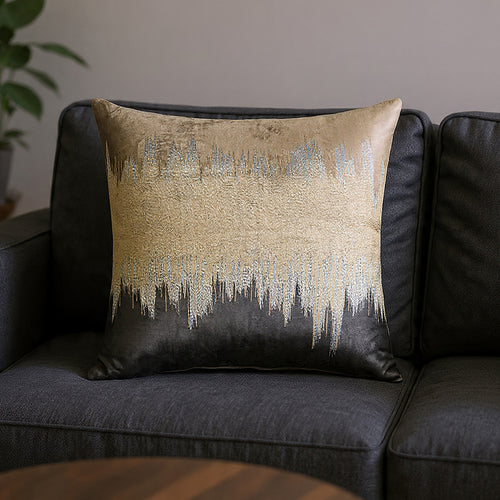 Mira Beige Charcoal Velvet Pillow - MIRA03J-BGCHL