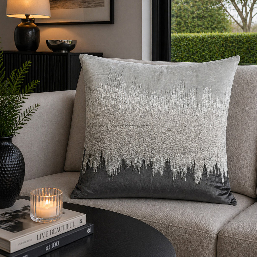 Mira Grey Silver Velvet Pillow - MIRA03J-GYSV