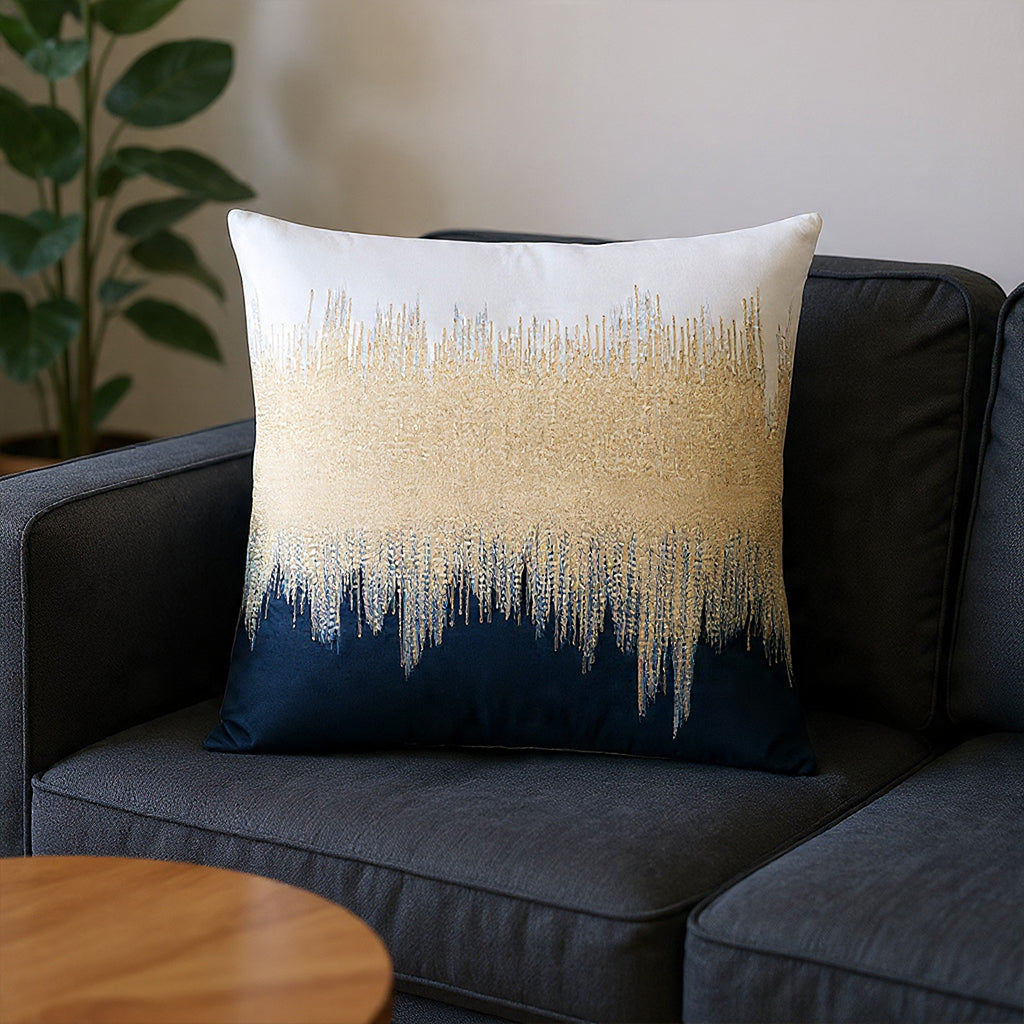 Mira Ivory Navy Velvet Pillow - MIRA03J-IVNY