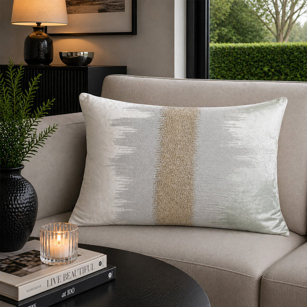Mira Ivory Aqua Lumbar Pillow - MIRA04C-IVAQ
