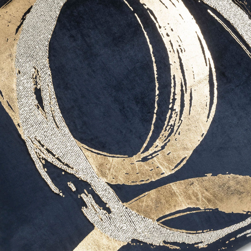 Mira Silver Foil Navy Pillow