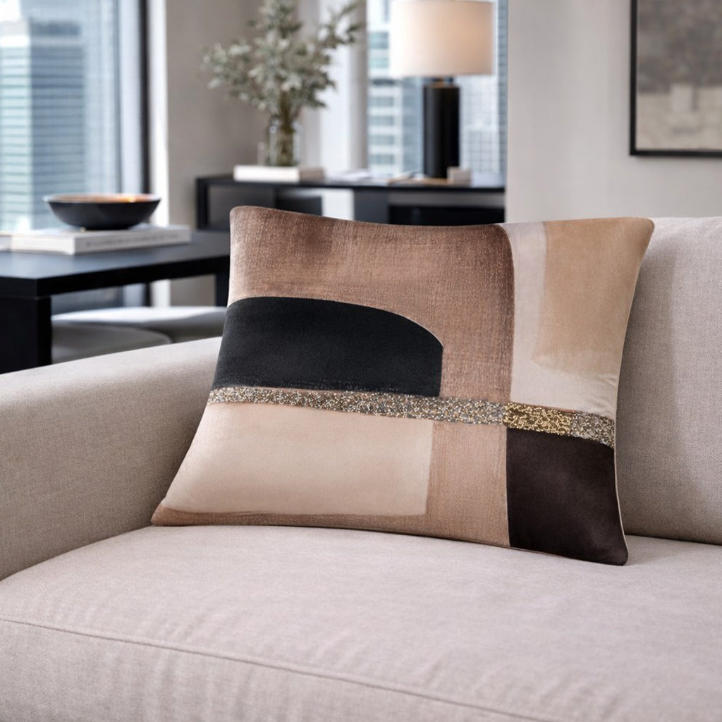 Mocha Abstract Geo Pillow