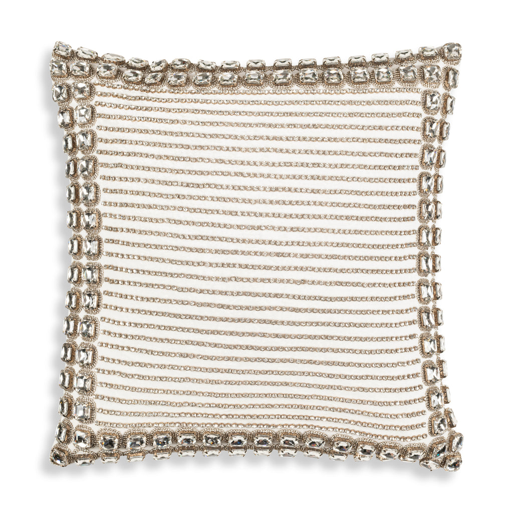 Sam + Misti Adriana Bedazzled Crystal White Pillow