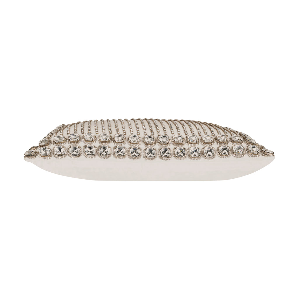 Sam + Misti Adriana Bedazzled Crystal White Pillow