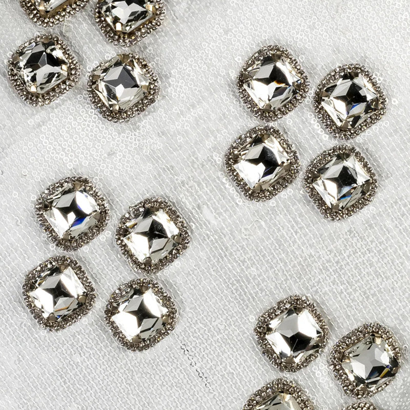 Amelia Bedazzled Crystal Silver Lumbar Pillow