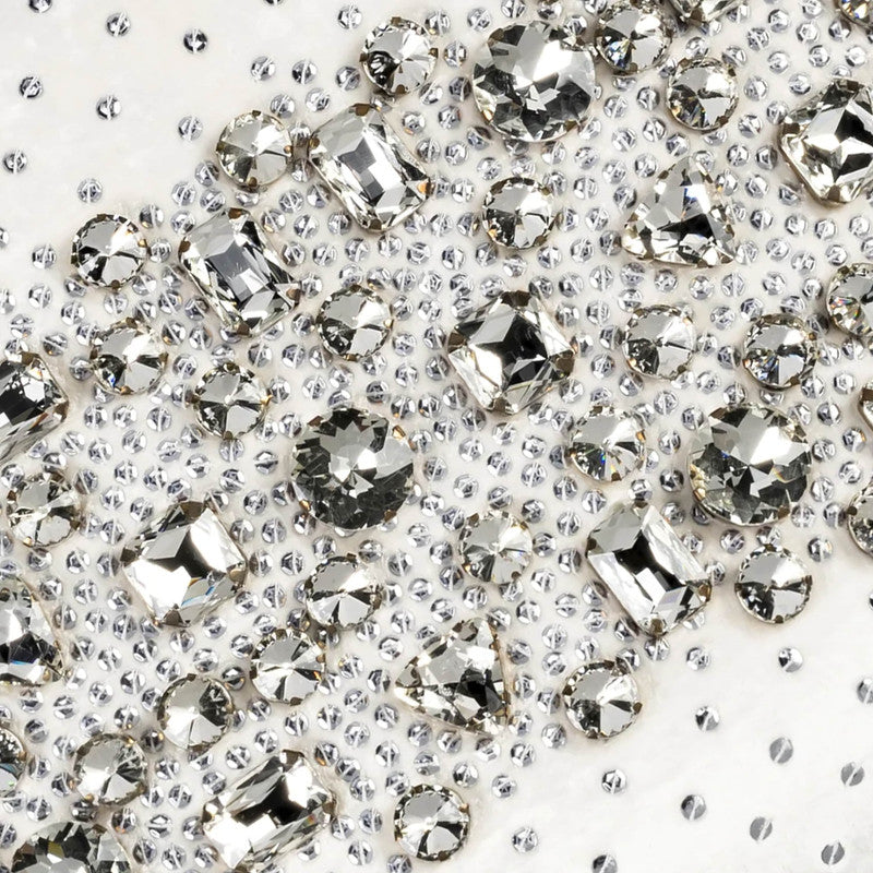 Lola Bedazzled Crystal White Lumbar Pillow