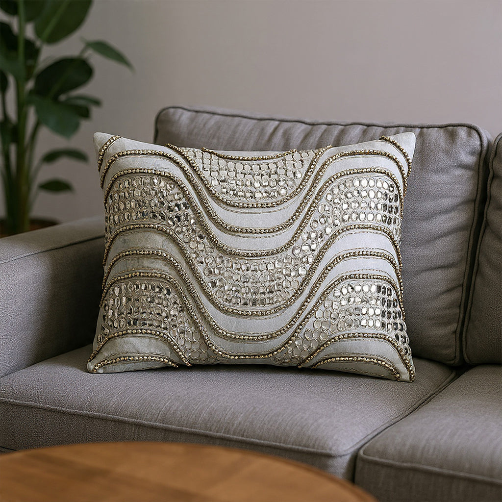 Noelle Bedazzled Crystal Mist Lumbar Pillow - MT-NOELLE019C-MS
