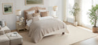 Mykonos Beige Linen Quilt Set
