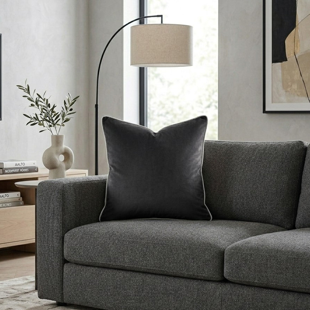 Noah Black Silver Velvet Pillow - NOAH01F-BKSV