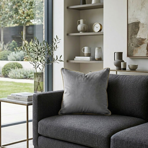 Noah Grey Gold Velvet Pillow - NOAH01F-GYGD
