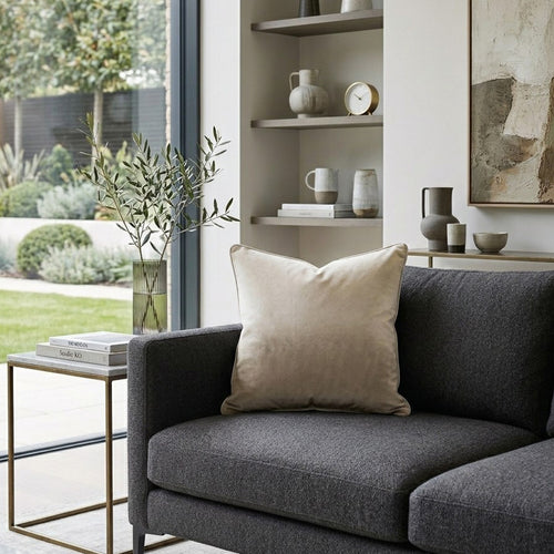 Noah Grey Silver Velvet Pillow - NOAH01F-GYSV