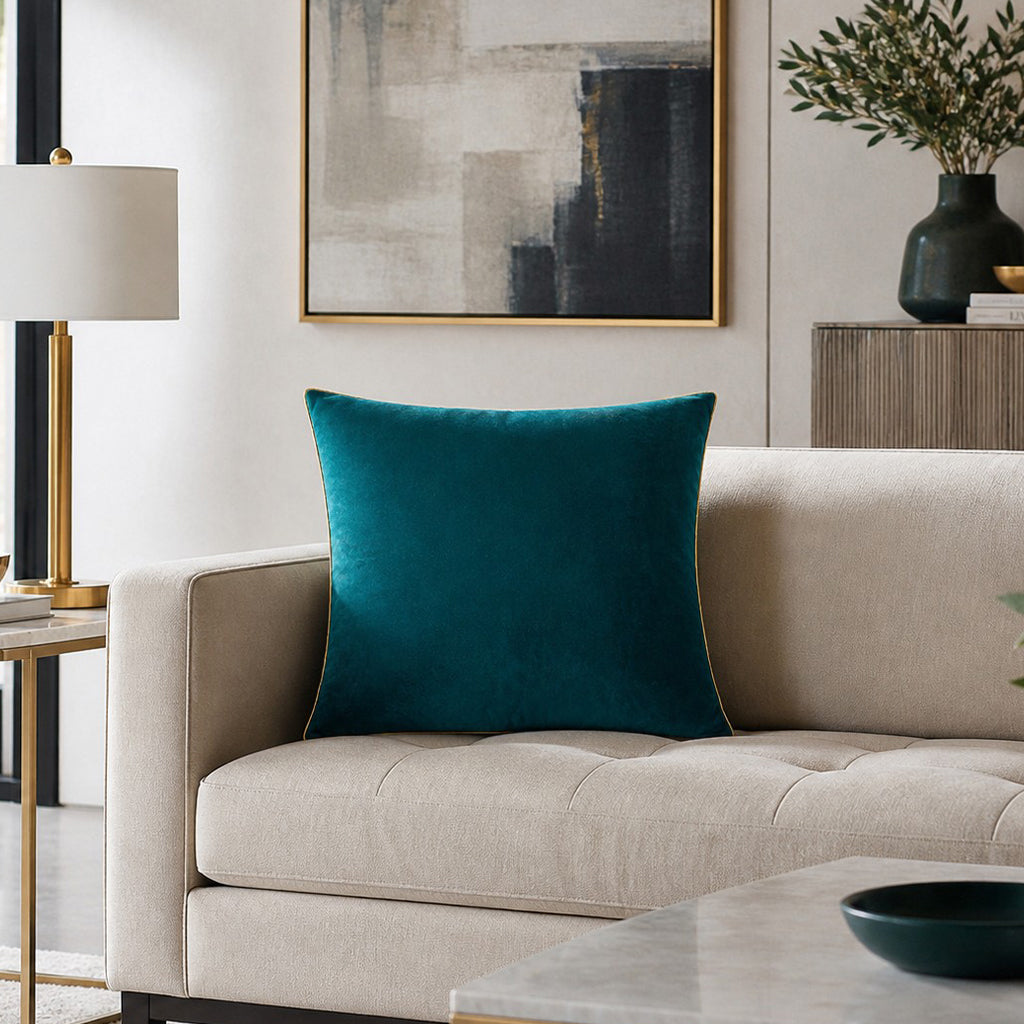 Noah Teal Gold Velvet Pillow - NOAH01F-TLGD