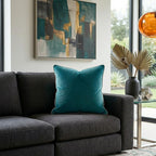 Noah Teal Silver Velvet Pillow - NOAH01F-TLSV