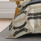 Noir Black Geometric Duvet Set