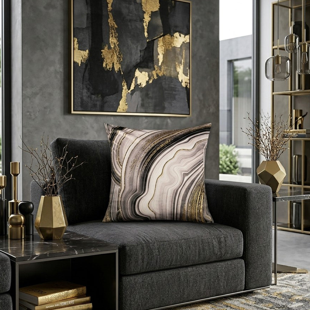 Noor Black And Gold Pillow - NOOR01J-BKGD