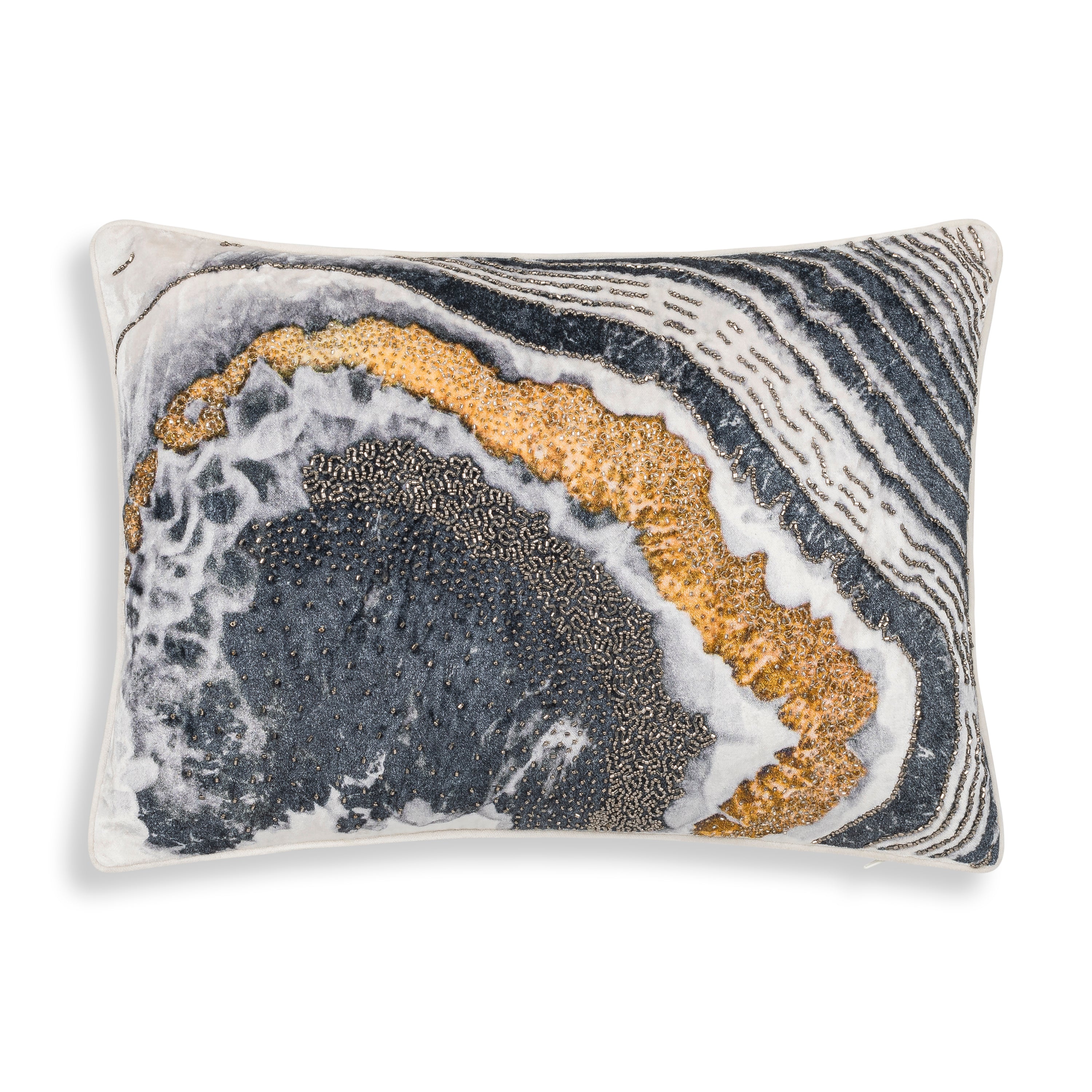 Noor Black and Gold Oblong Pillow