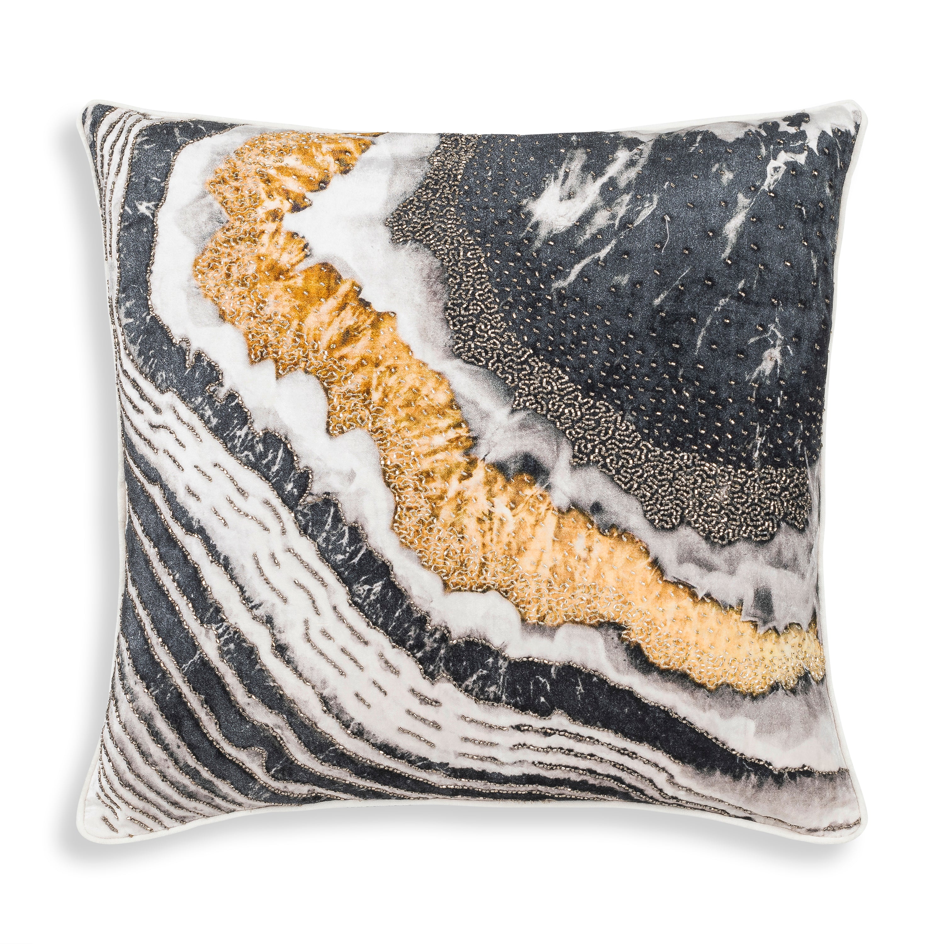Noor Black and Gold Square Pillow