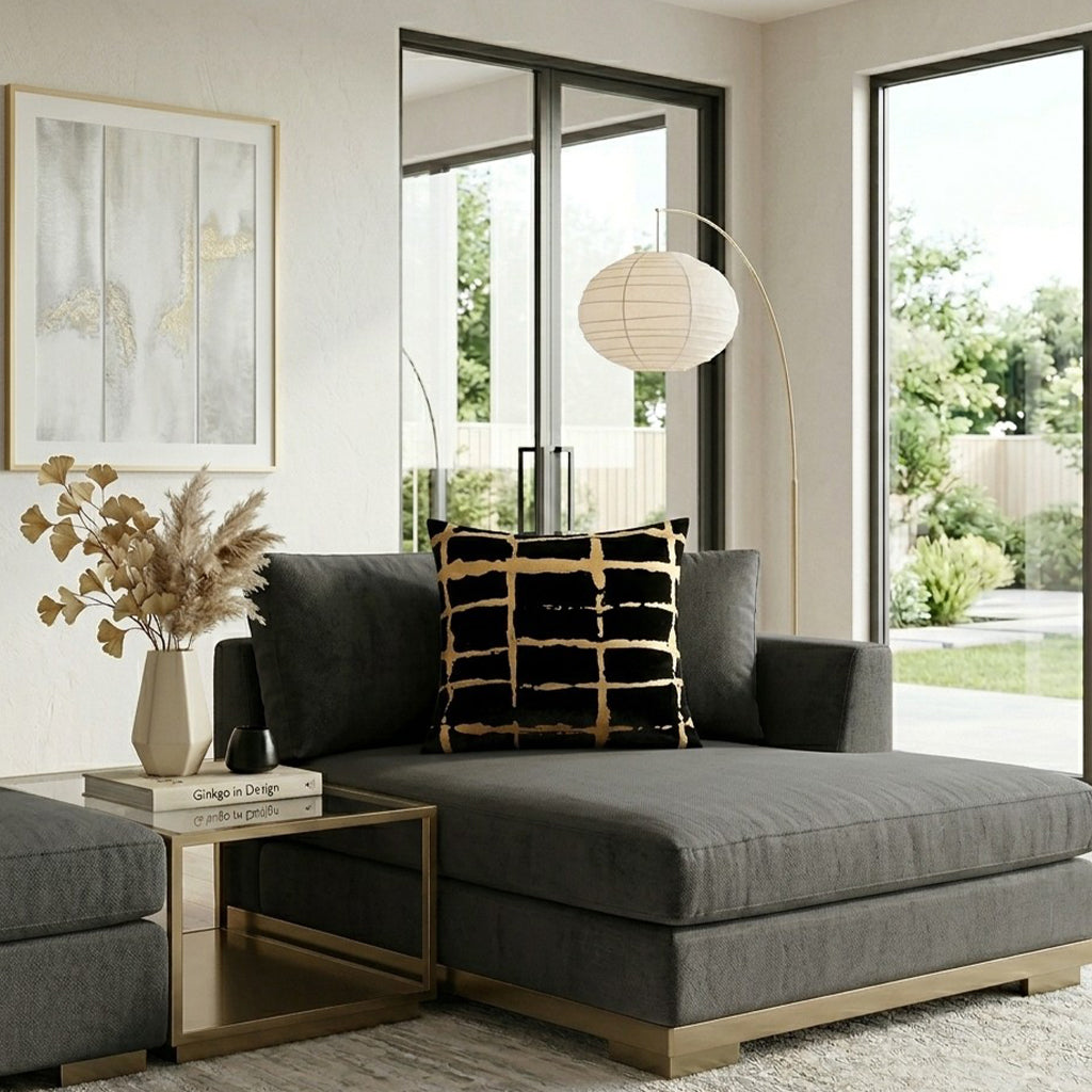 Oslo Black and Gold Pillow - OSLO01J-BKGD
