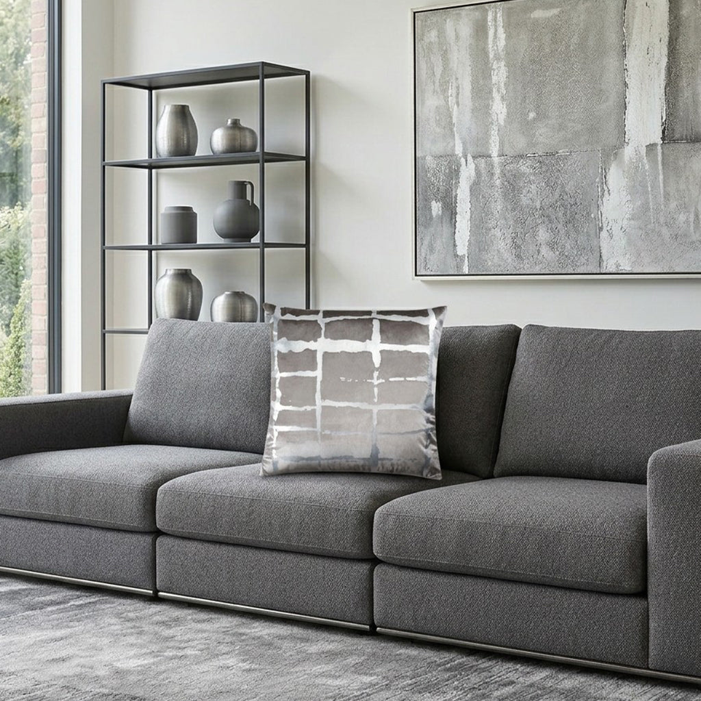 Oslo Grey And Silver Velvet Pillow - OSLO01J-GYSV