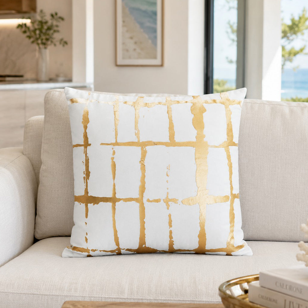Oslo White Gold Velvet Pillow - OSLO01J-WTGD