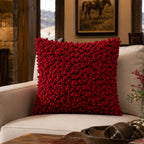 Pompom Woven Red Pillow - POMPOMA-RD