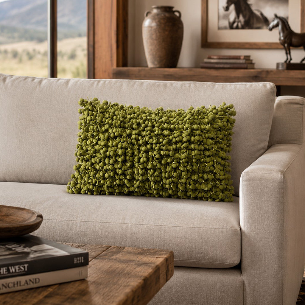 Pompom Woven Lime Pillow - POMPOMC-LM