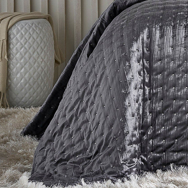Prato Charcoal Quilt Set
