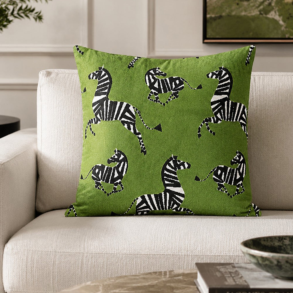 Amber Zebra Green Pillow - R-AMBER01J-GN