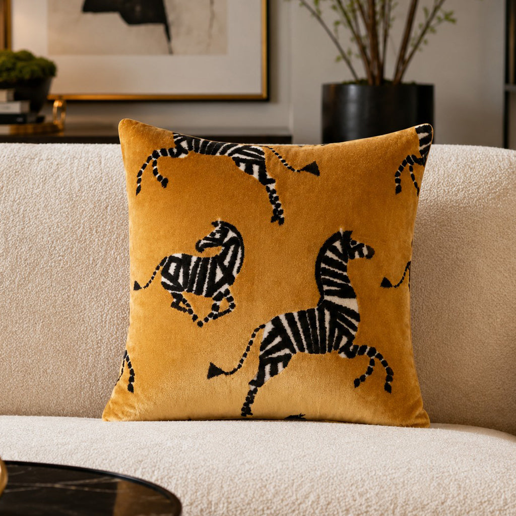 Amber Zebra Mustard Pillow - R-AMBER01J-MS