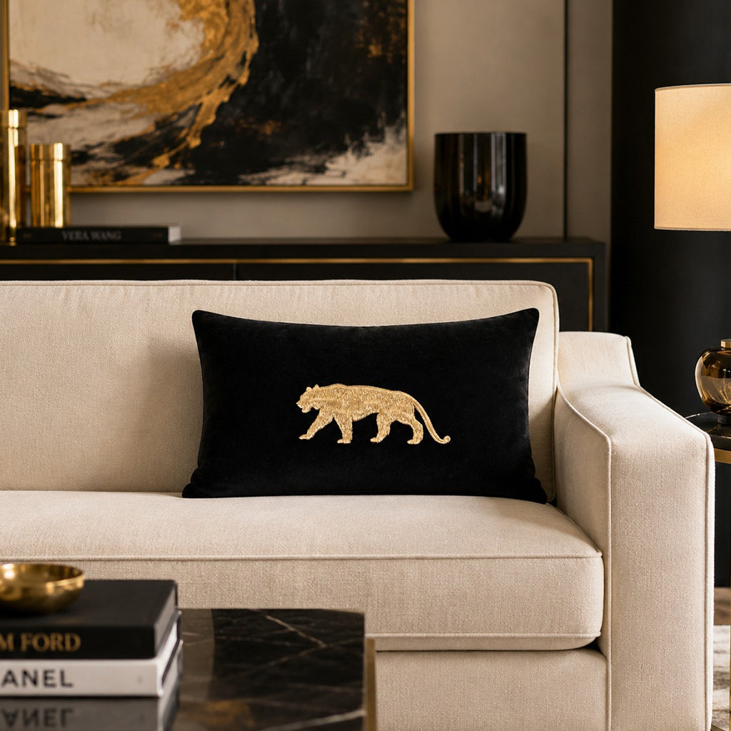 Rica Black And Gold Velvet Pillow - RICA01C-BKGD