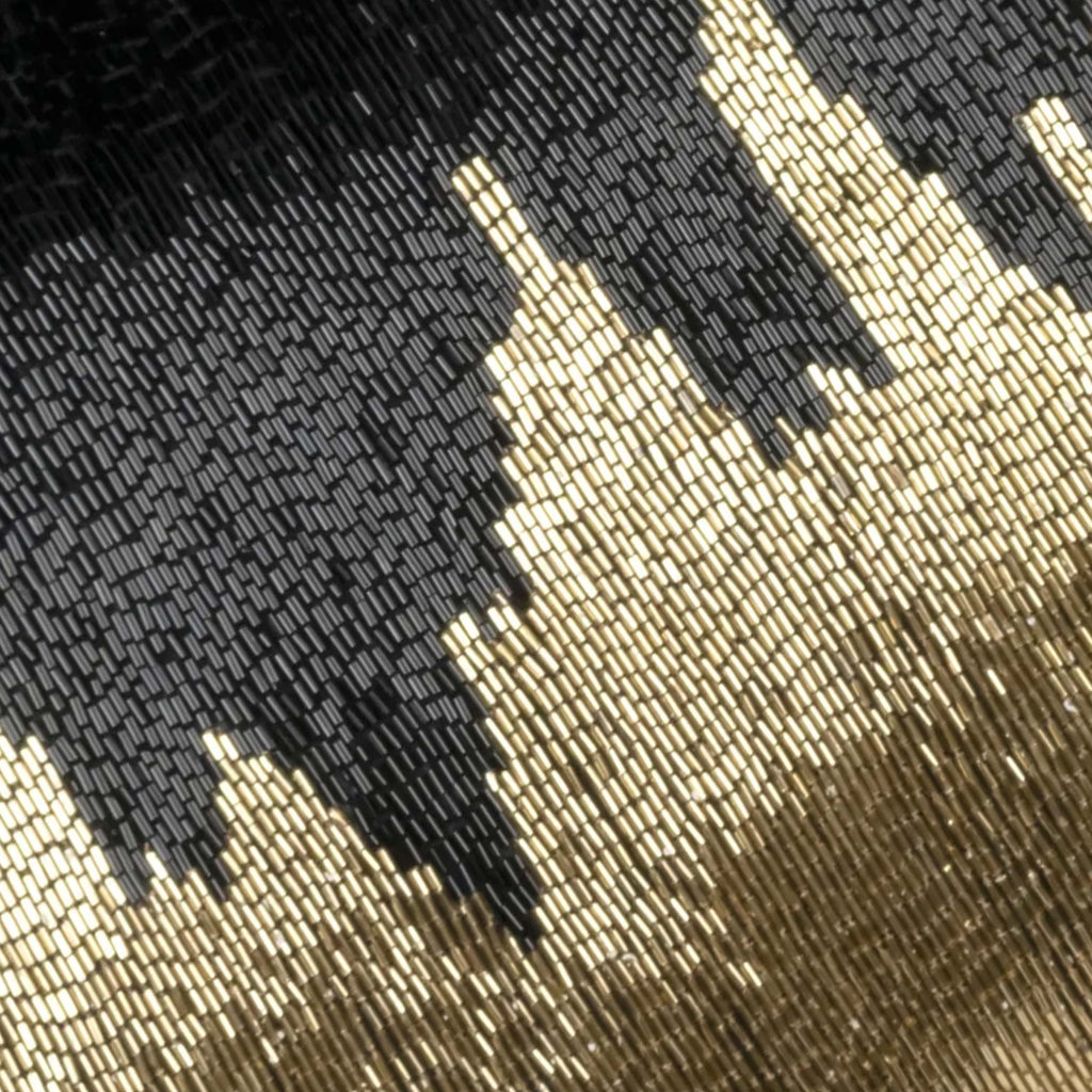 Rica Fully Beaded Black And Gold Pillow