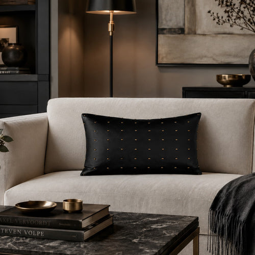 Riley Studded Black Lumbar Pillow - RILEY01C-BK