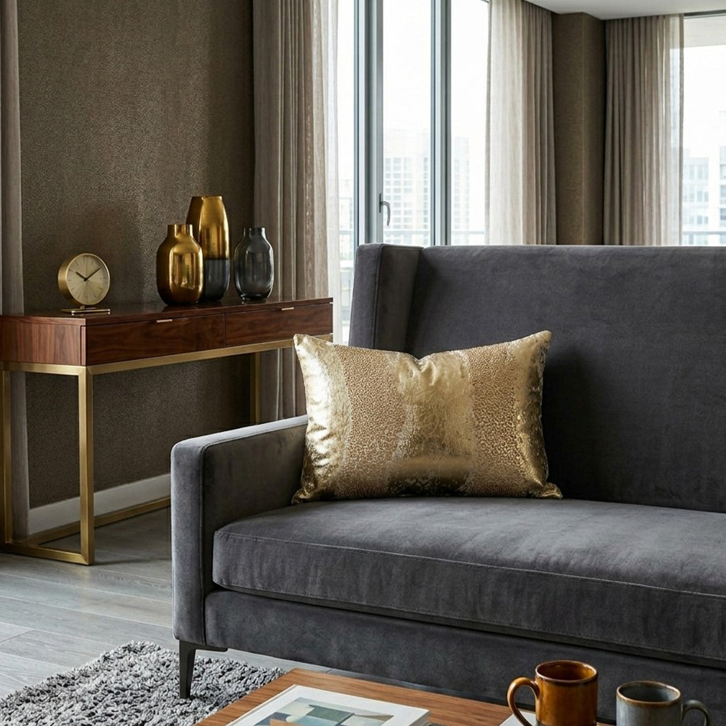 Ruza Stone And Gold Pillow - RUZA01C-STGD
